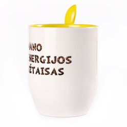 Puodelis su šaukšteliu. Geltonas (250 ml)