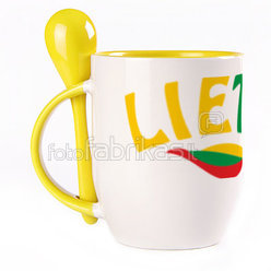 A cup with a spoon. Yellow (250 ml)