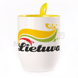 Puodelis su šaukšteliu. Geltonas (250 ml)