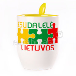 Puodelis su šaukšteliu. Geltonas (250 ml)
