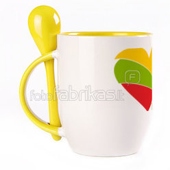 A cup with a spoon. Yellow (250 ml)