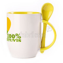 A cup with a spoon. Yellow (250 ml)