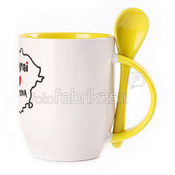 A cup with a spoon. Yellow (250 ml)