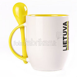 A cup with a spoon. Yellow (250 ml)
