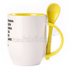 A cup with a spoon. Yellow (250 ml)
