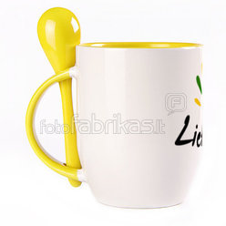 A cup with a spoon. Yellow (250 ml)