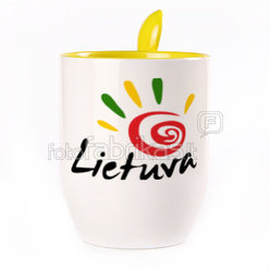 A cup with a spoon. Yellow (250 ml)