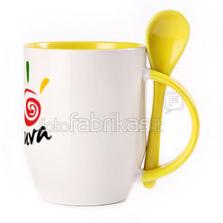 A cup with a spoon. Yellow (250 ml)