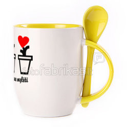 A cup with a spoon. Yellow (250 ml)