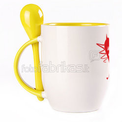 A cup with a spoon. Yellow (250 ml)