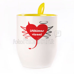 A cup with a spoon. Yellow (250 ml)