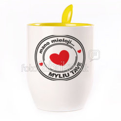 Puodelis su šaukšteliu. Geltonas (250 ml)