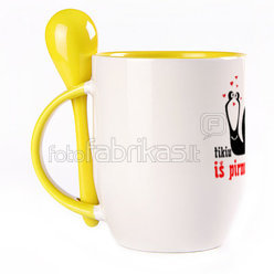 A cup with a spoon. Yellow (250 ml)