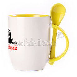 A cup with a spoon. Yellow (250 ml)