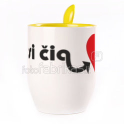 A cup with a spoon. Yellow (250 ml)