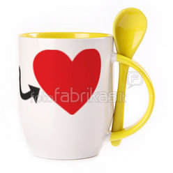 A cup with a spoon. Yellow (250 ml)