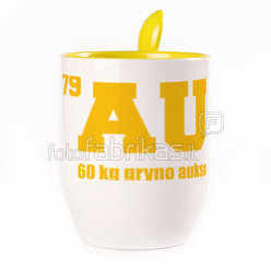 A cup with a spoon. Yellow (250 ml)