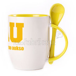 A cup with a spoon. Yellow (250 ml)