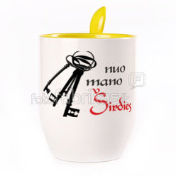 Puodelis su šaukšteliu. Geltonas (250 ml)