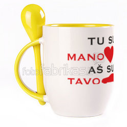 A cup with a spoon. Yellow (250 ml)