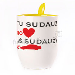 A cup with a spoon. Yellow (250 ml)