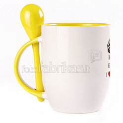 A cup with a spoon. Yellow (250 ml)
