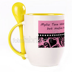 A cup with a spoon. Yellow (250 ml)
