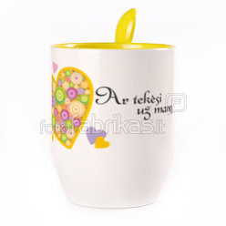 Puodelis su šaukšteliu. Geltonas (250 ml)