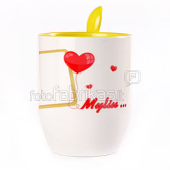 Puodelis su šaukšteliu. Geltonas (250 ml)
