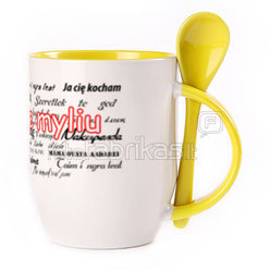 A cup with a spoon. Yellow (250 ml)