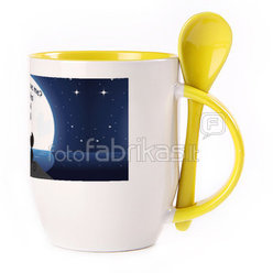 A cup with a spoon. Yellow (250 ml)