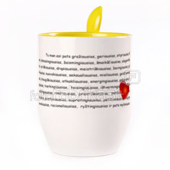 Puodelis su šaukšteliu. Geltonas (250 ml)