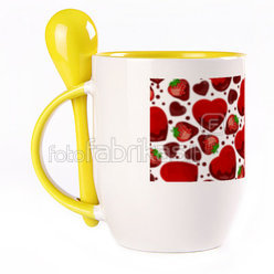 A cup with a spoon. Yellow (250 ml)