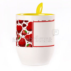 A cup with a spoon. Yellow (250 ml)
