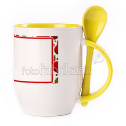 A cup with a spoon. Yellow (250 ml)