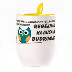 Puodelis su šaukšteliu. Geltonas (250 ml)