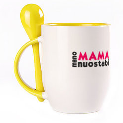 A cup with a spoon. Yellow (250 ml)