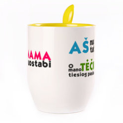 A cup with a spoon. Yellow (250 ml)