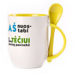 A cup with a spoon. Yellow (250 ml)