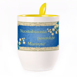 Puodelis su šaukšteliu. Geltonas (250 ml)