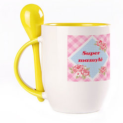 Puodelis su šaukšteliu. Geltonas (250 ml)