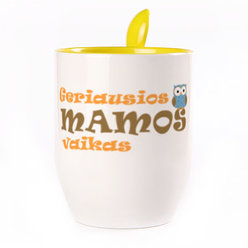 Puodelis su šaukšteliu. Geltonas (250 ml)