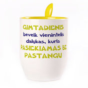 Puodelis su šaukšteliu. Geltonas (250 ml)