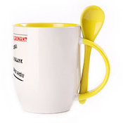 A cup with a spoon. Yellow (250 ml)