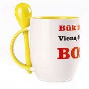 Tass koos lusikaga. Kollane (250 ml)