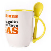 Tass koos lusikaga. Kollane (250 ml)