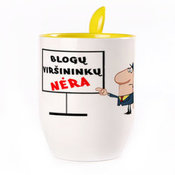 Tass koos lusikaga. Kollane (250 ml)