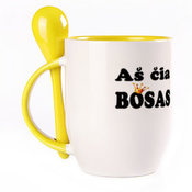 Tass koos lusikaga. Kollane (250 ml)
