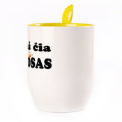 A cup with a spoon. Yellow (250 ml)