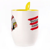 A cup with a spoon. Yellow (250 ml)